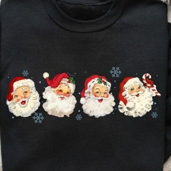Retro Santa Claus Christmas Holiday Vintage Red Christmas Graphic Sweatshirt - Picture 2 of 5